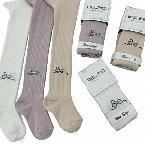 Колготки в рубчик с рисунком для девочки  BELINO